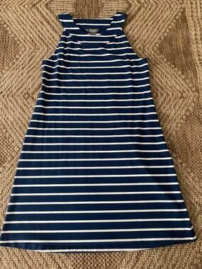 Naturals Navy & White striped sleeveless cotton blend dress Sz Med